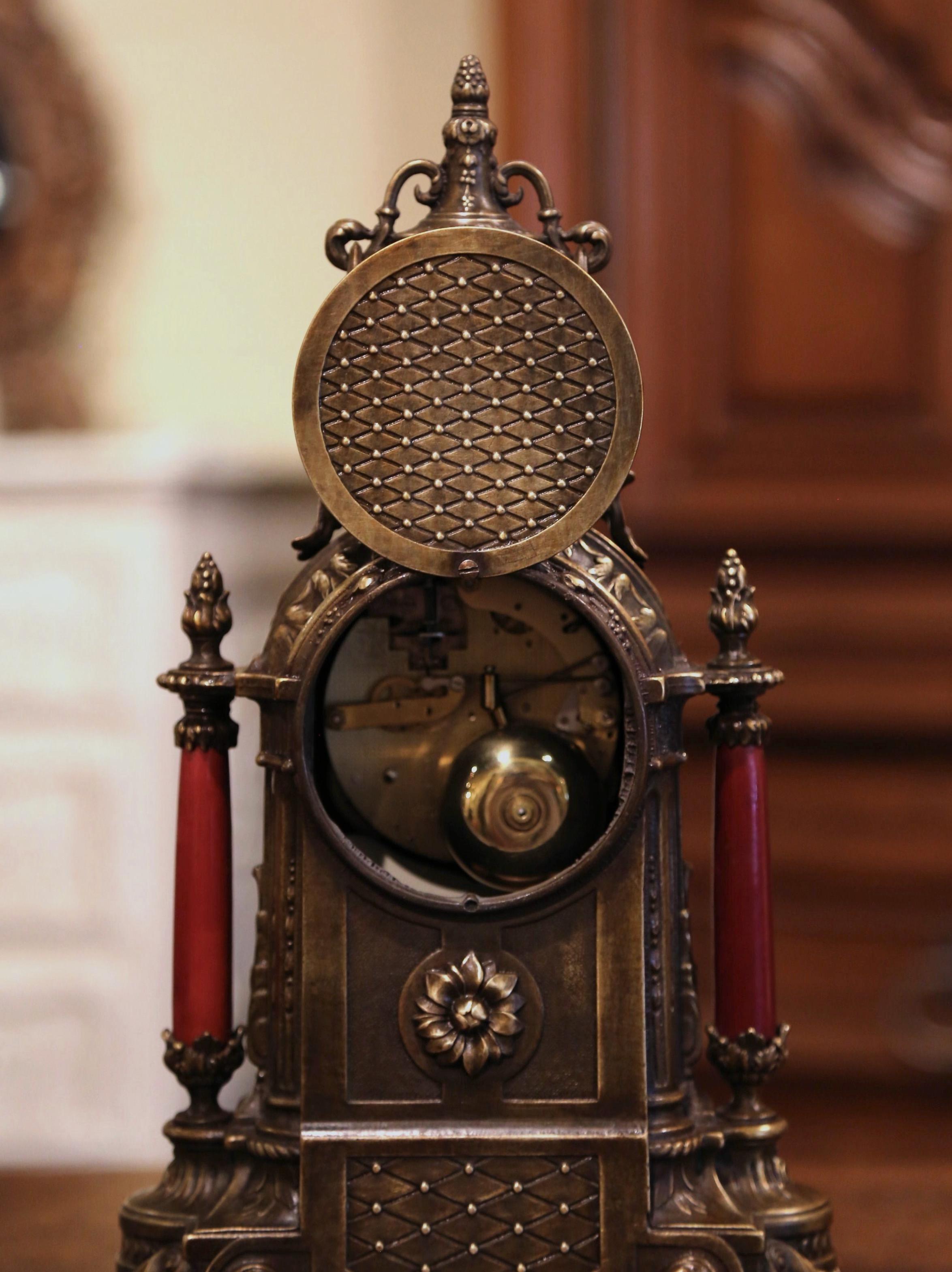 Mid-20th Century German Louis XVI Gilt Bronze and Porcelain Mantel Clock 6