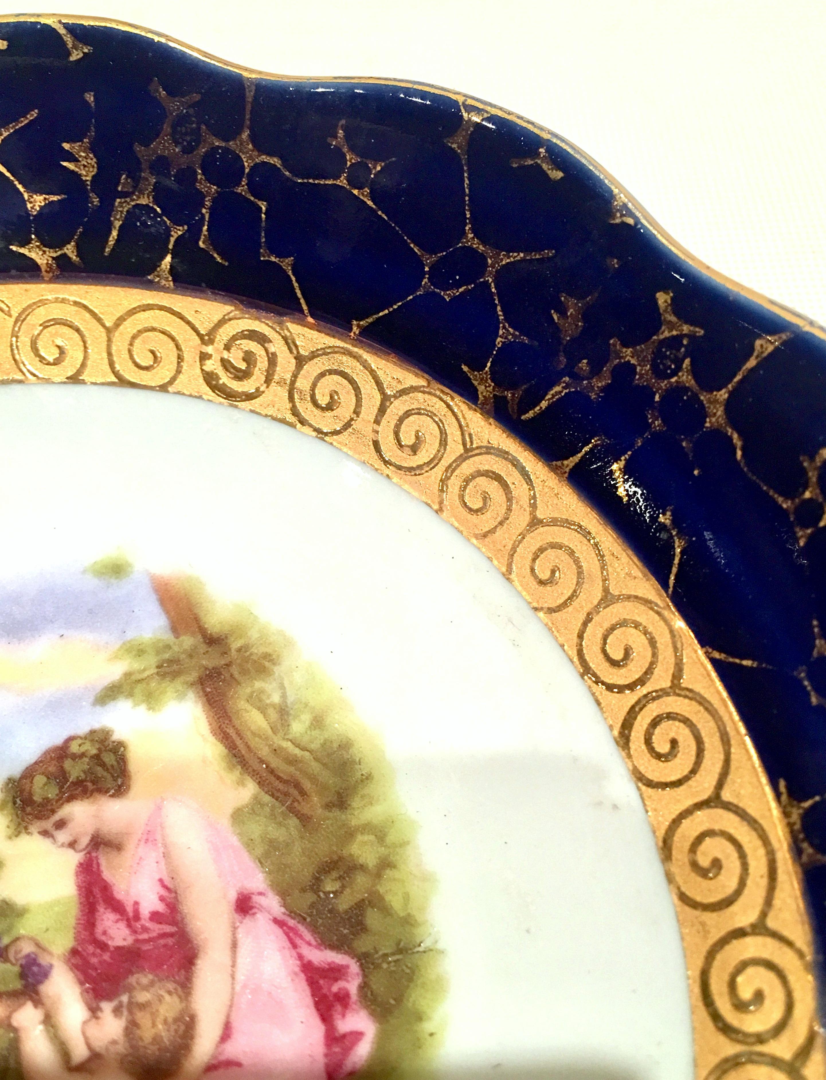 Mid-20th Century German Sevres Style Hand Painted Porcelain Dish In Good Condition For Sale In West Palm Beach, FL