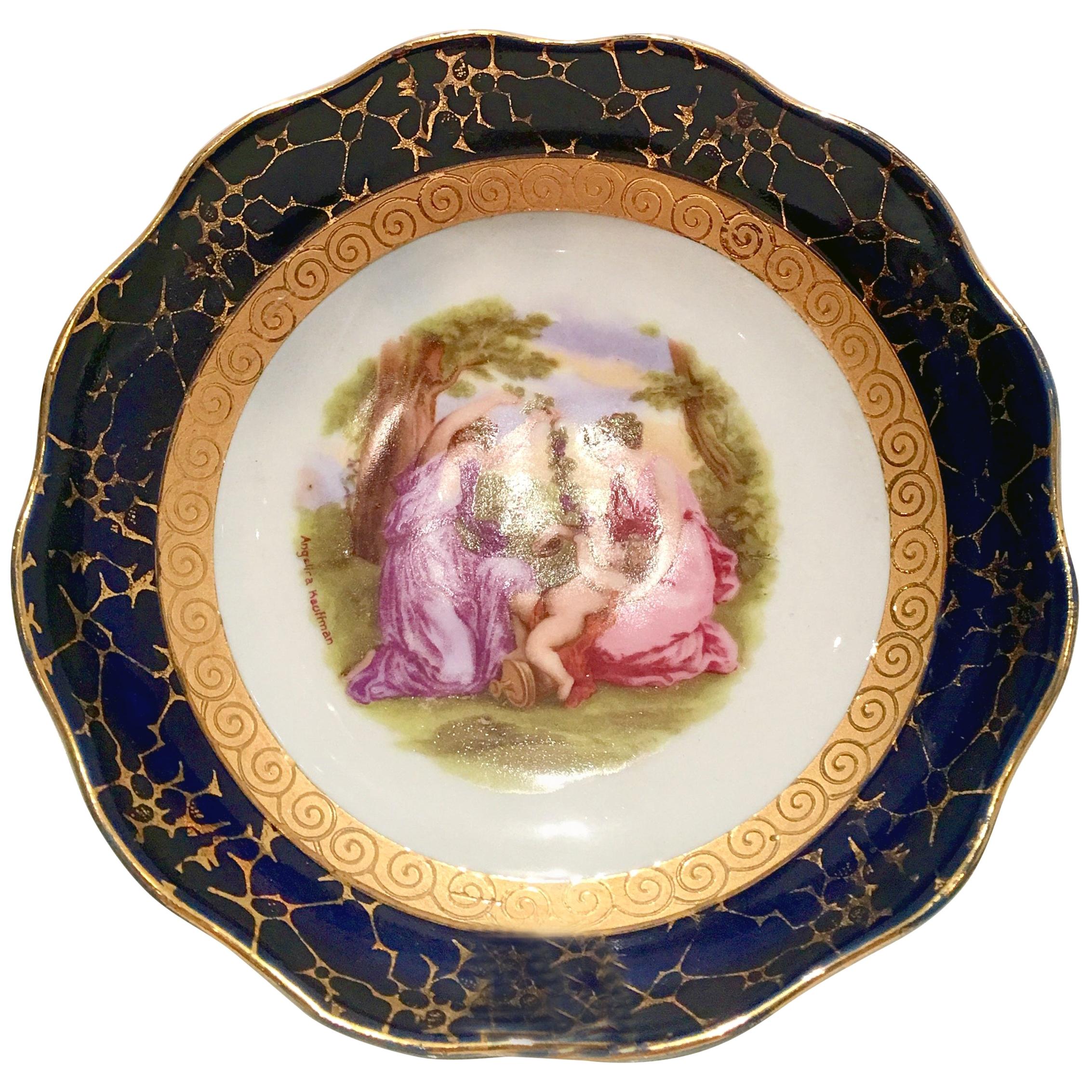 Mid-20th Century German Sevres Style Hand Painted Porcelain Dish For Sale