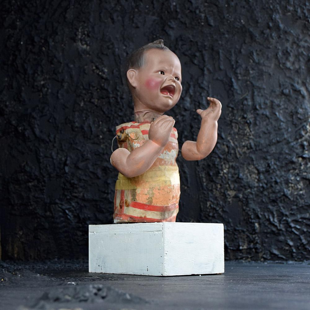 Folk Art Mid-20th Century German Working Baby Doll Automaton Figure