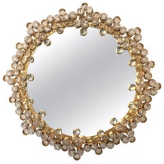 Mid-20th Century Gilt Brass and Crystal Wall Mirror Attributed to Palwa