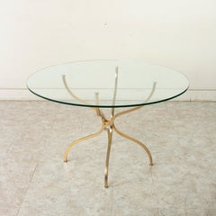 Mid-20th Century Gilt Brass and Glass Entry or Dining Table by Georges Geffroy