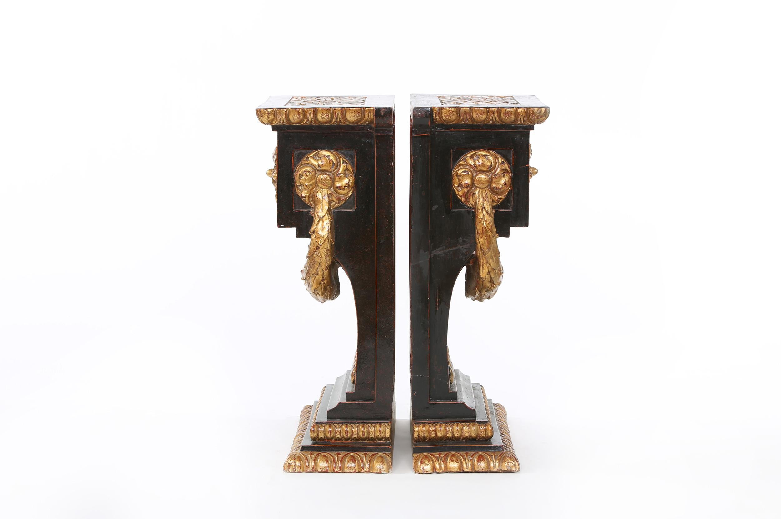 Italian Mid-20th Century Gilt Bronze Pedestal / Side Tables For Sale