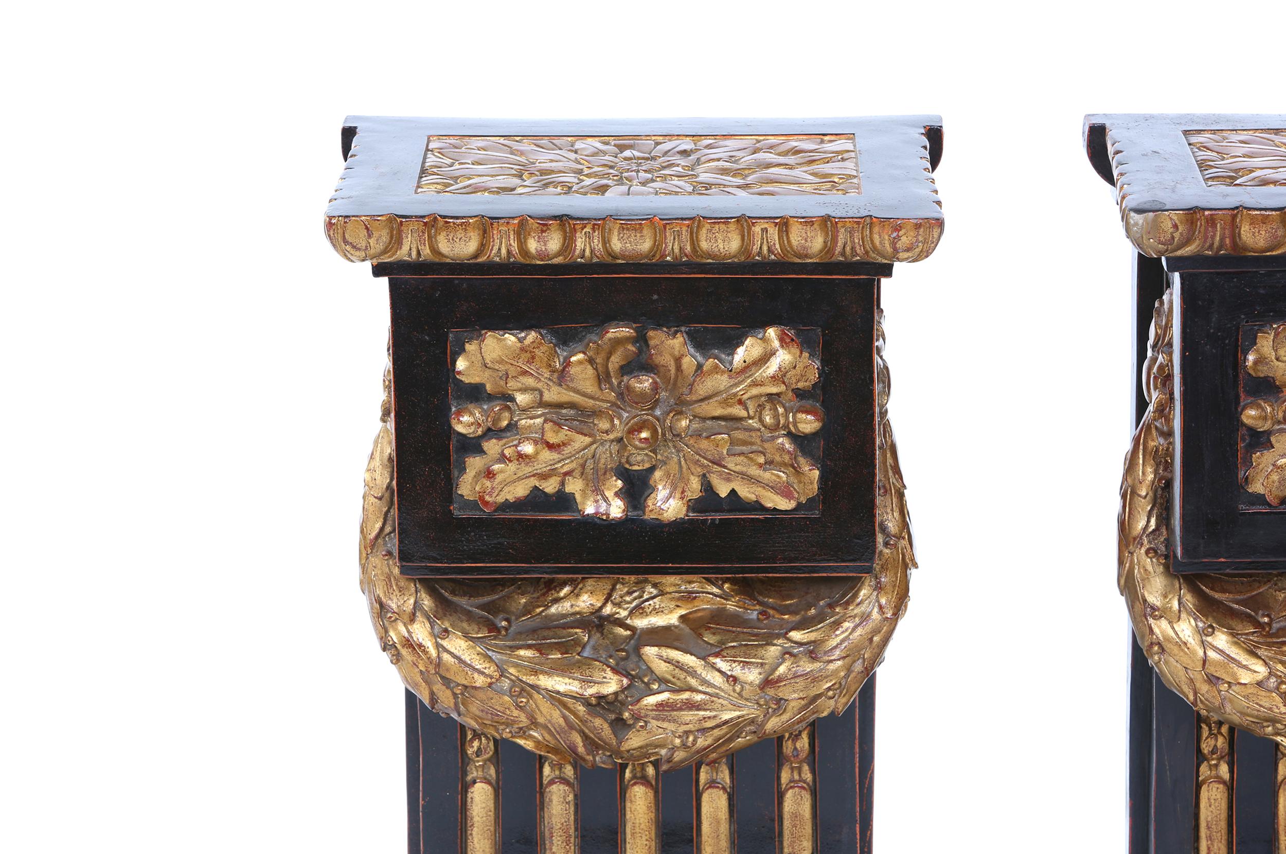 Gold Mid-20th Century Gilt Bronze Pedestal / Side Tables For Sale