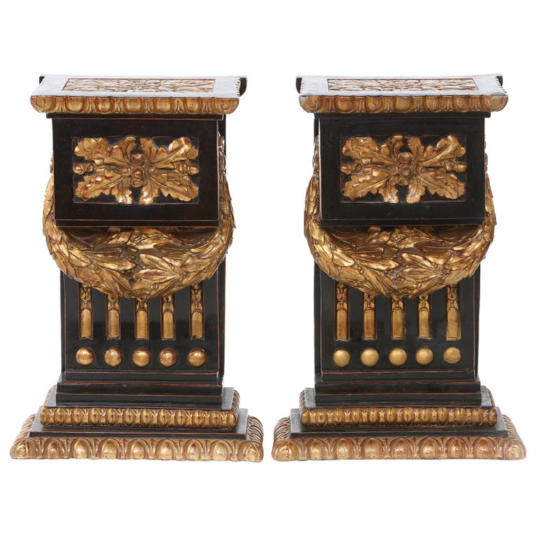 Mid20th Century Gilt Bronze Pedestal / Side Tables For Sale at 1stDibs