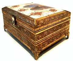 Mid-20th Century Gilt Filigree Ormolu Butterfly Musical Casket Jewelry Box