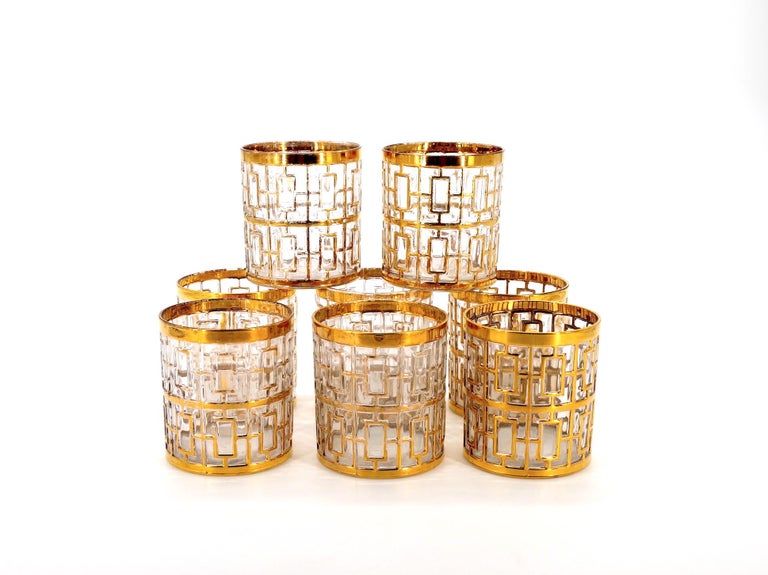 Mid 20th Century Gilt Glass / Decanter Barware Service For Sale at 1stDibs