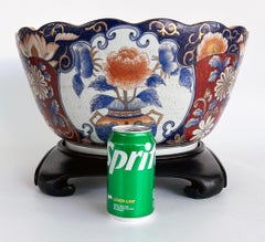 Mid-20th Century Gilt Japanese Imari Decorative Bowl, Wooden Stand