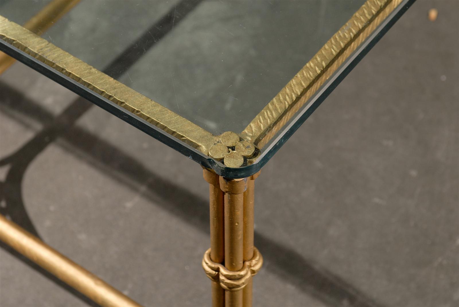 Mid-20th Century Gilt Metal Coffee Table with Glass Top 1