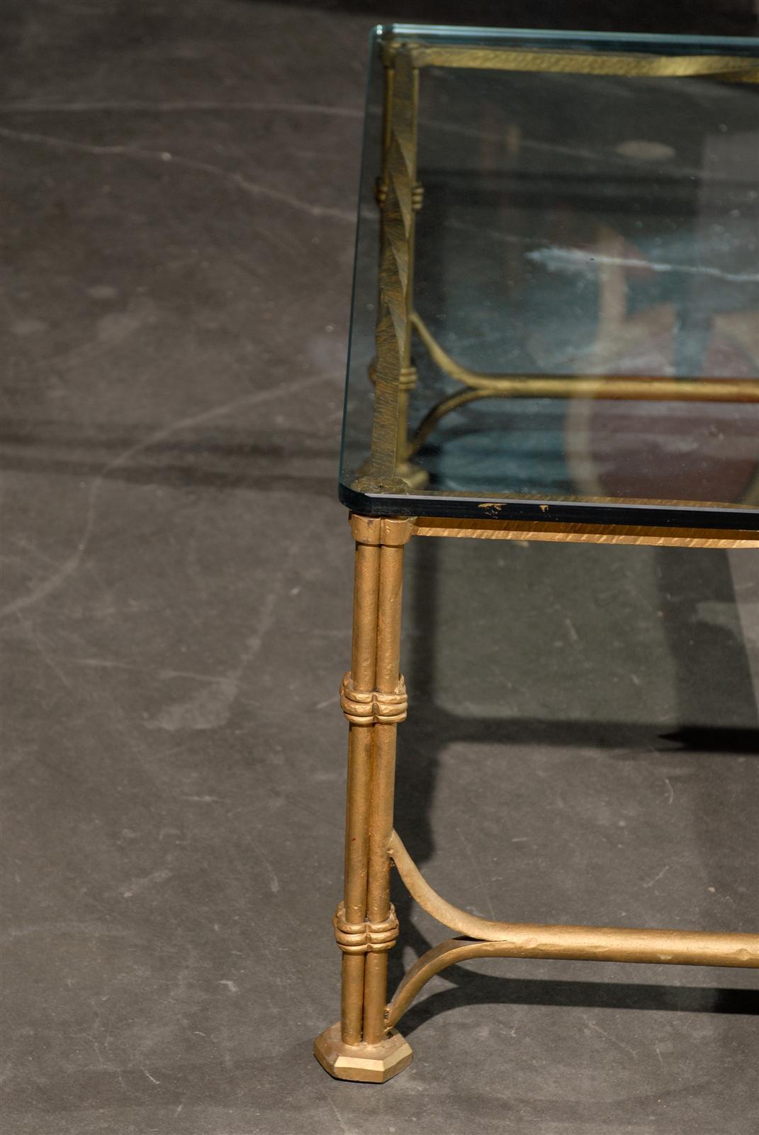Mid-20th Century Gilt Metal Coffee Table with Glass Top 4