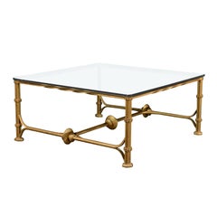 Mid-20th Century Gilt Metal Coffee Table with Glass Top