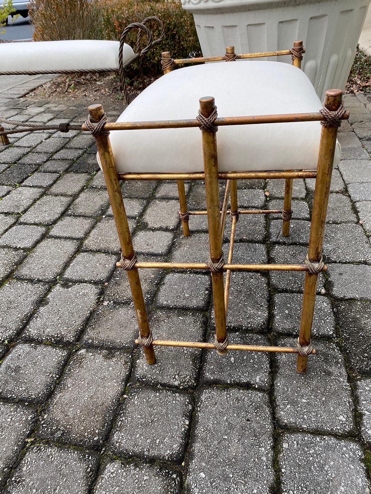 Mid-20th Century Gilt Metal Faux Bamboo Bench or Stool 7