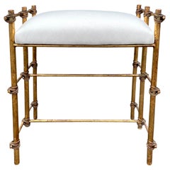 Mid-20th Century Gilt Metal Faux Bamboo Bench or Stool