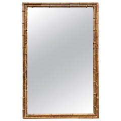 Mid-20th Century Gilt Metal Faux Bamboo Rectangular Mirror