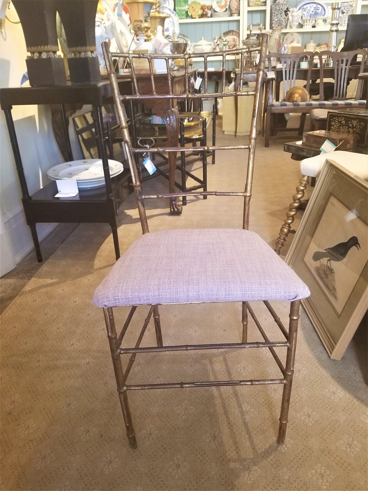Mid-20th century gilt metal faux bamboo side/accent chair.