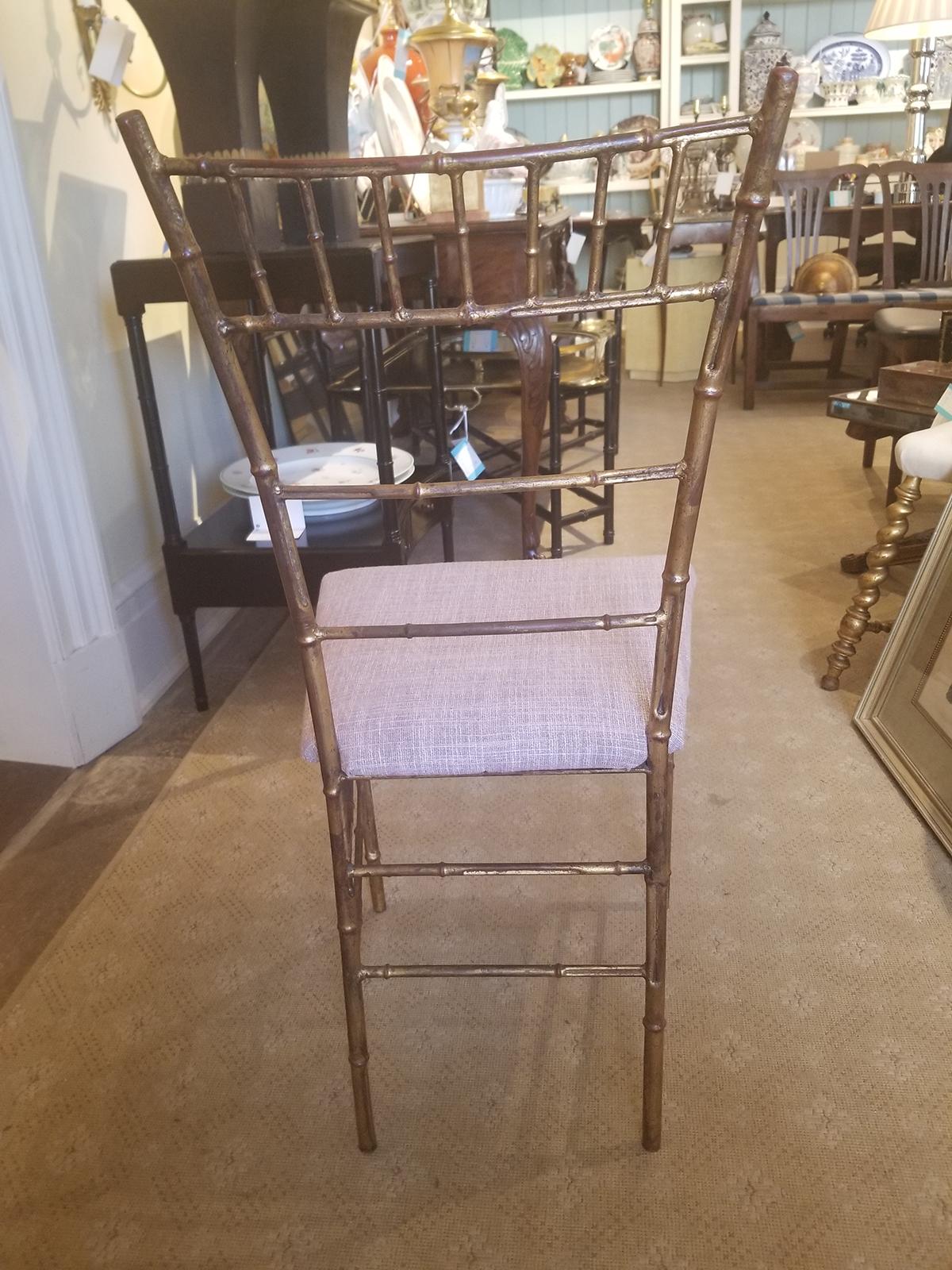 Mid-20th Century Gilt Metal Faux Bamboo Side Chair 1