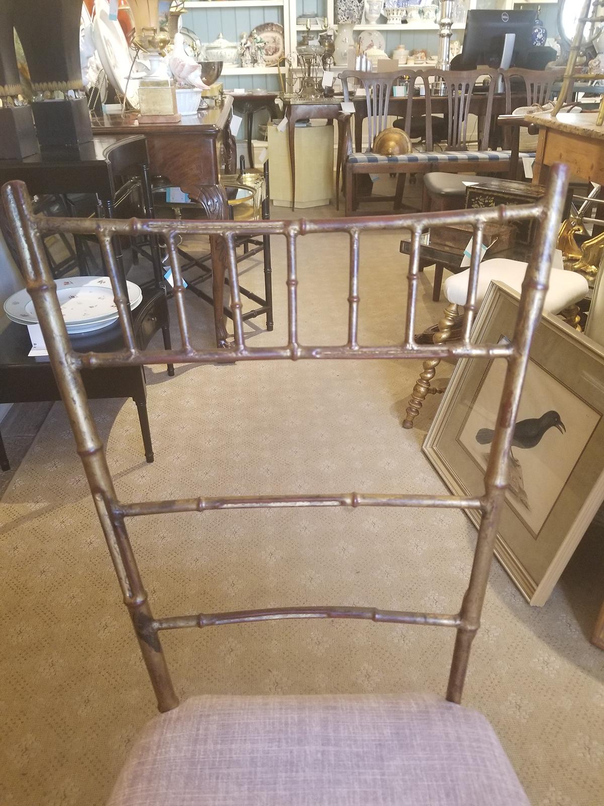 Mid-20th Century Gilt Metal Faux Bamboo Side Chair 2