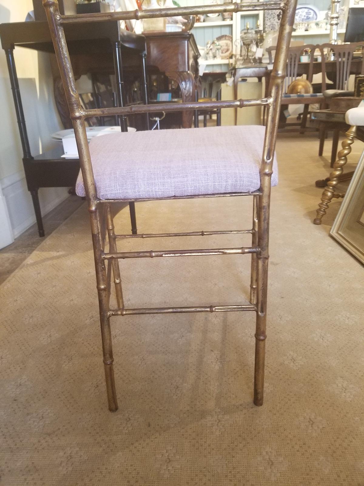 Mid-20th Century Gilt Metal Faux Bamboo Side Chair 6
