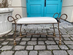 Mid-20th Century Gilt Metal Tassel Leg Bench