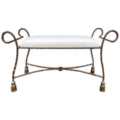 Mid-20th Century Gilt Metal Tassel Leg Bench