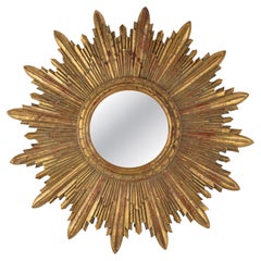 Mid 20th Century Gilt Resin Convex Sunburst mirror