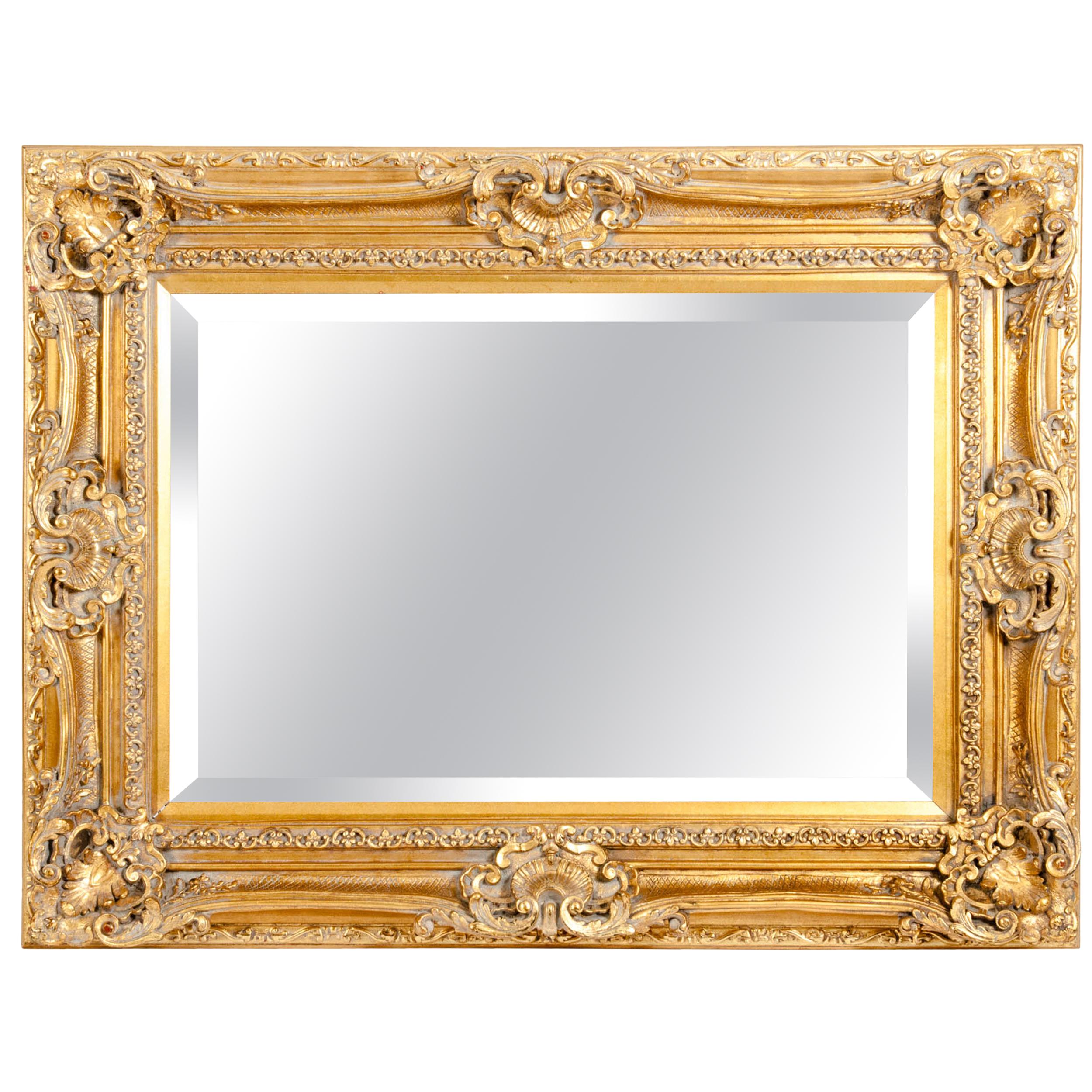 Mid-20th Century Gilt Wood Frame Bevelled Hanging Mirror