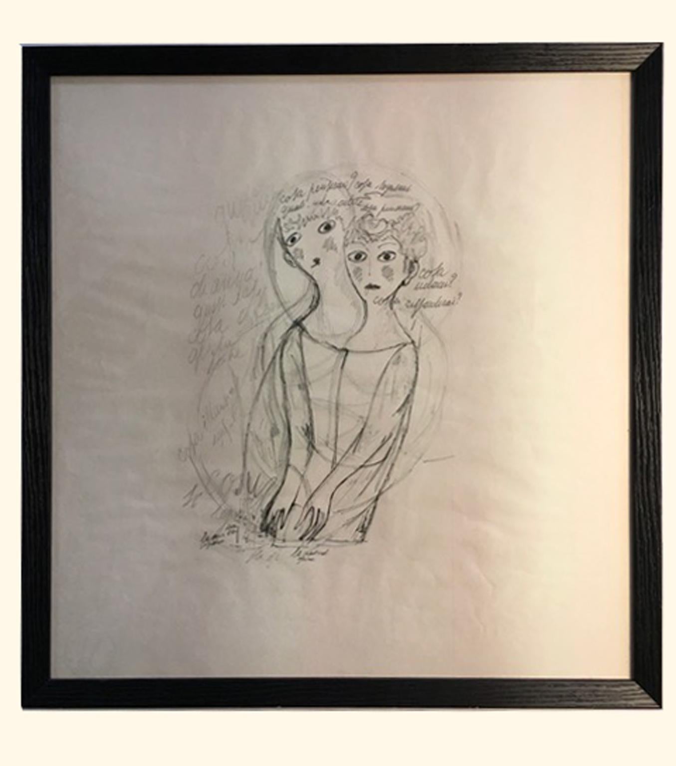 Gio Ponti was an eclectical Italian architecty who represents the Mid-Century Modern Italian style in the world.

This is a delicate portrait of two females, and shows an unknown side of the Italian Master.

It's visible in the corner, on the