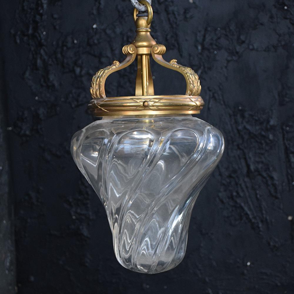 Hand-Crafted Mid-20th Century Glass and Bronze Lantern by Val Saint Lambert