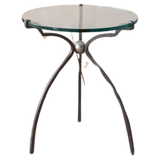 Mid 20th century glass and iron side table by Peter Ghyczy For Sale