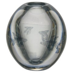 Mid 20th Century Glass "Aquarium Vase" by Edward Hald for Orrefors