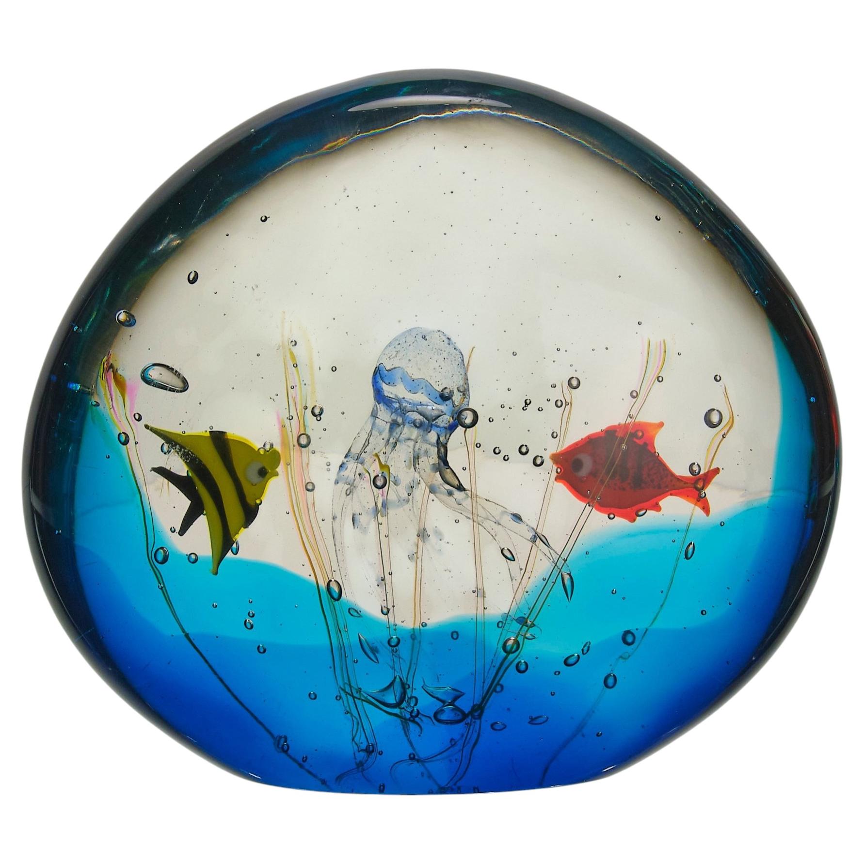 Mid-20th Century Glass "Aquarium with Jellyfish" by Elio Rafaelli