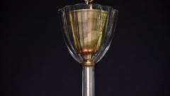 Mid 20th century glass & brass ceiling fixture/ chandelier by Carl Fagerlund