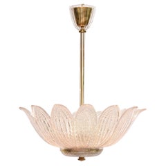 Mid 20th century glass & brass ceiling fixture/ chandelier by Carl Fagerlund