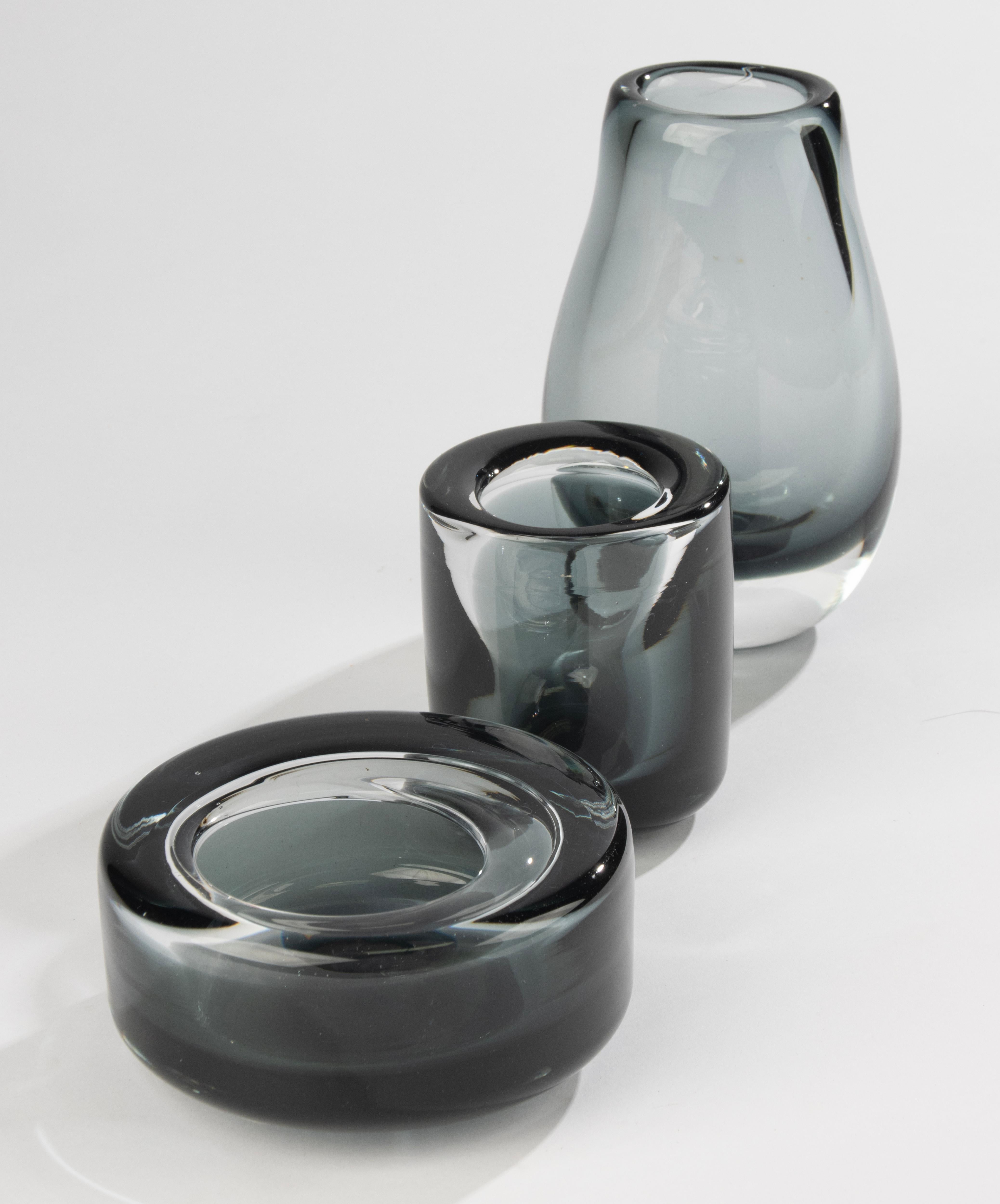 Mitte 20. Jahrhundert Glas-Set - SEA Glasbruk - Schweden - Rauchgrau (Schwedisch) im Angebot