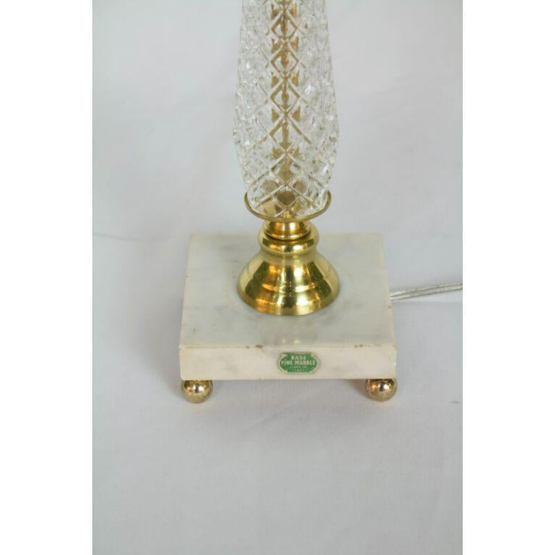 Mid 20th Century Glass Table Lamp with Marble Base In Good Condition In Canton, MA