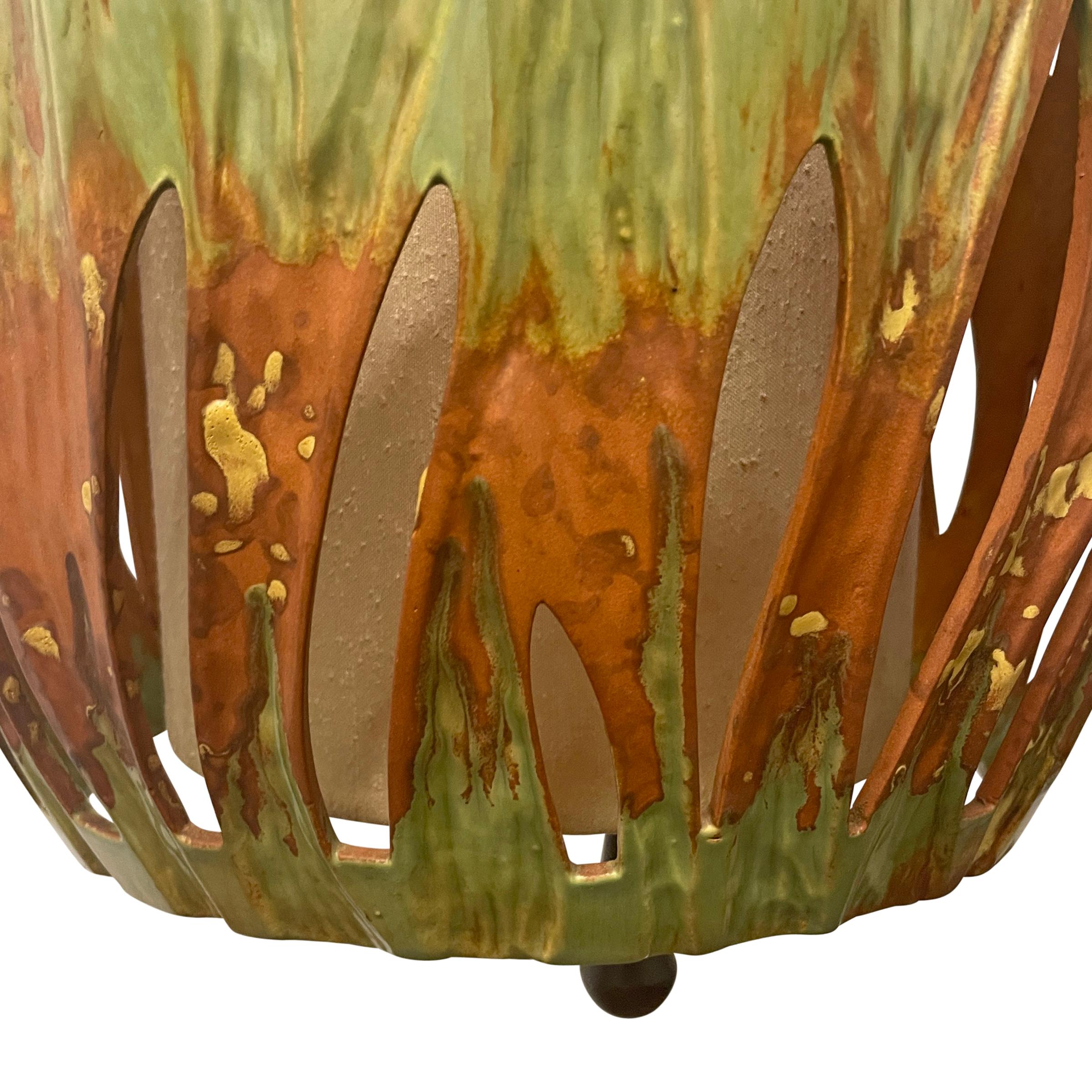 Mid-20th Century Glazed Terracotta Lantern For Sale 6