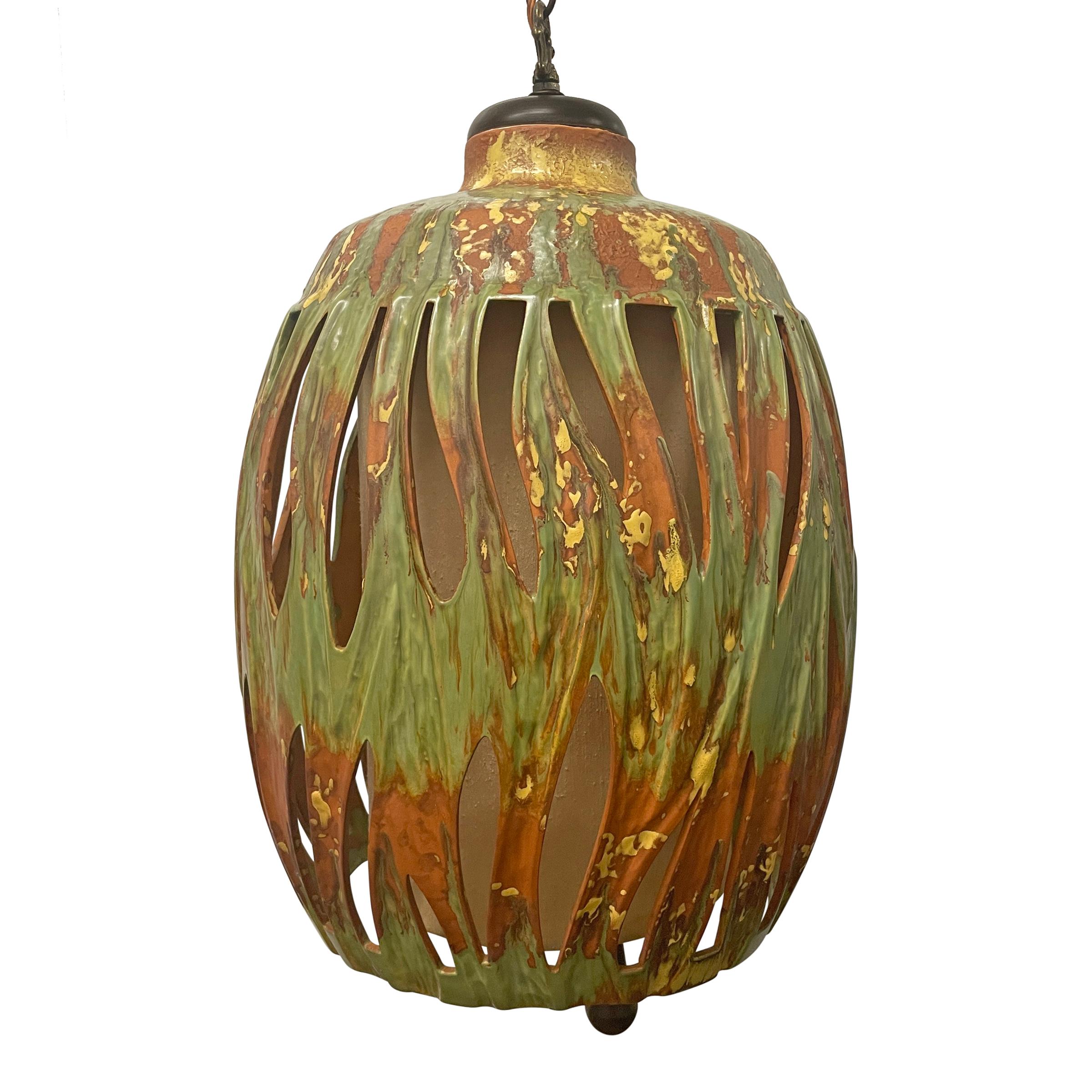 Mid-Century Modern Mid-20th Century Glazed Terracotta Lantern For Sale