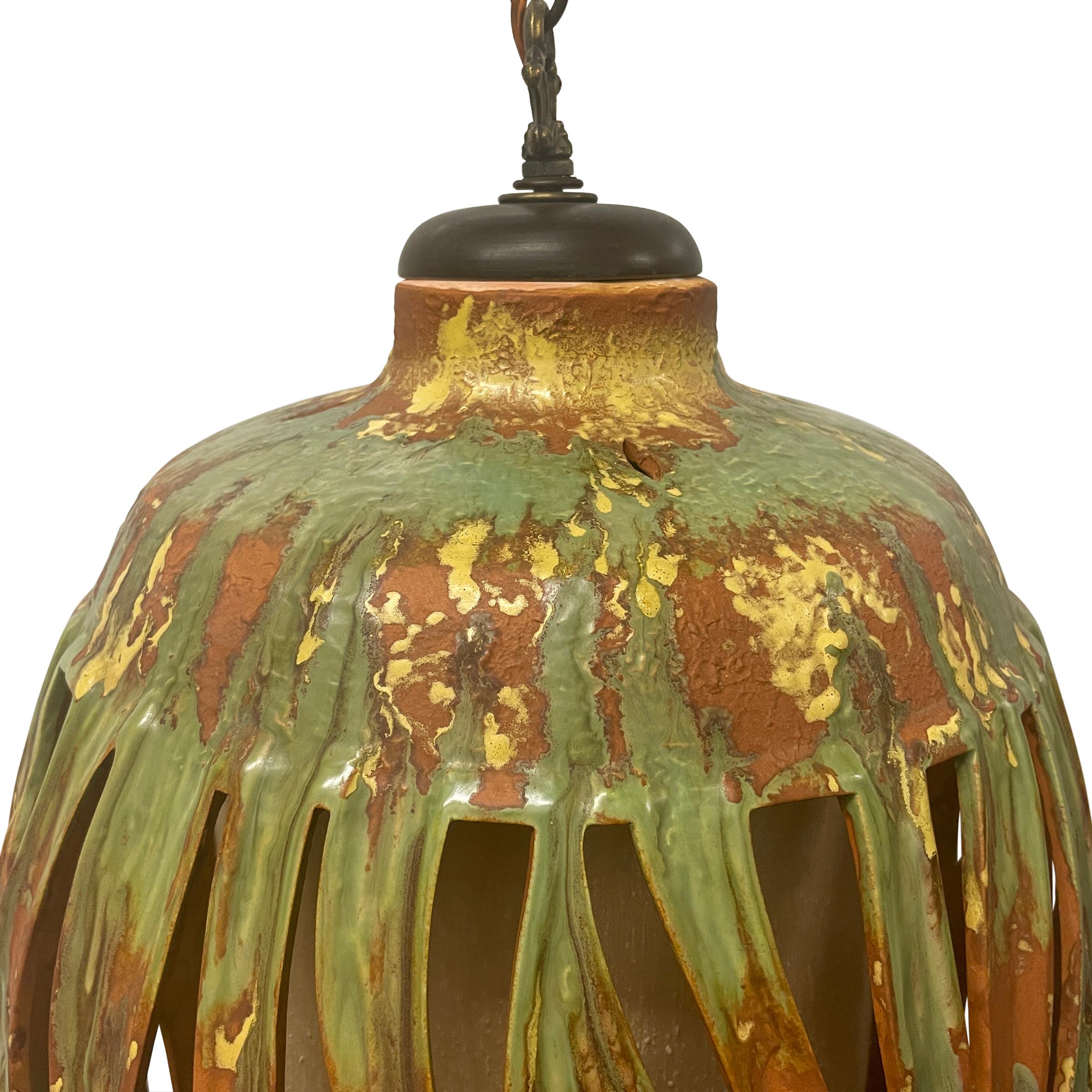 Mid-20th Century Glazed Terracotta Lantern In Good Condition For Sale In Chicago, IL