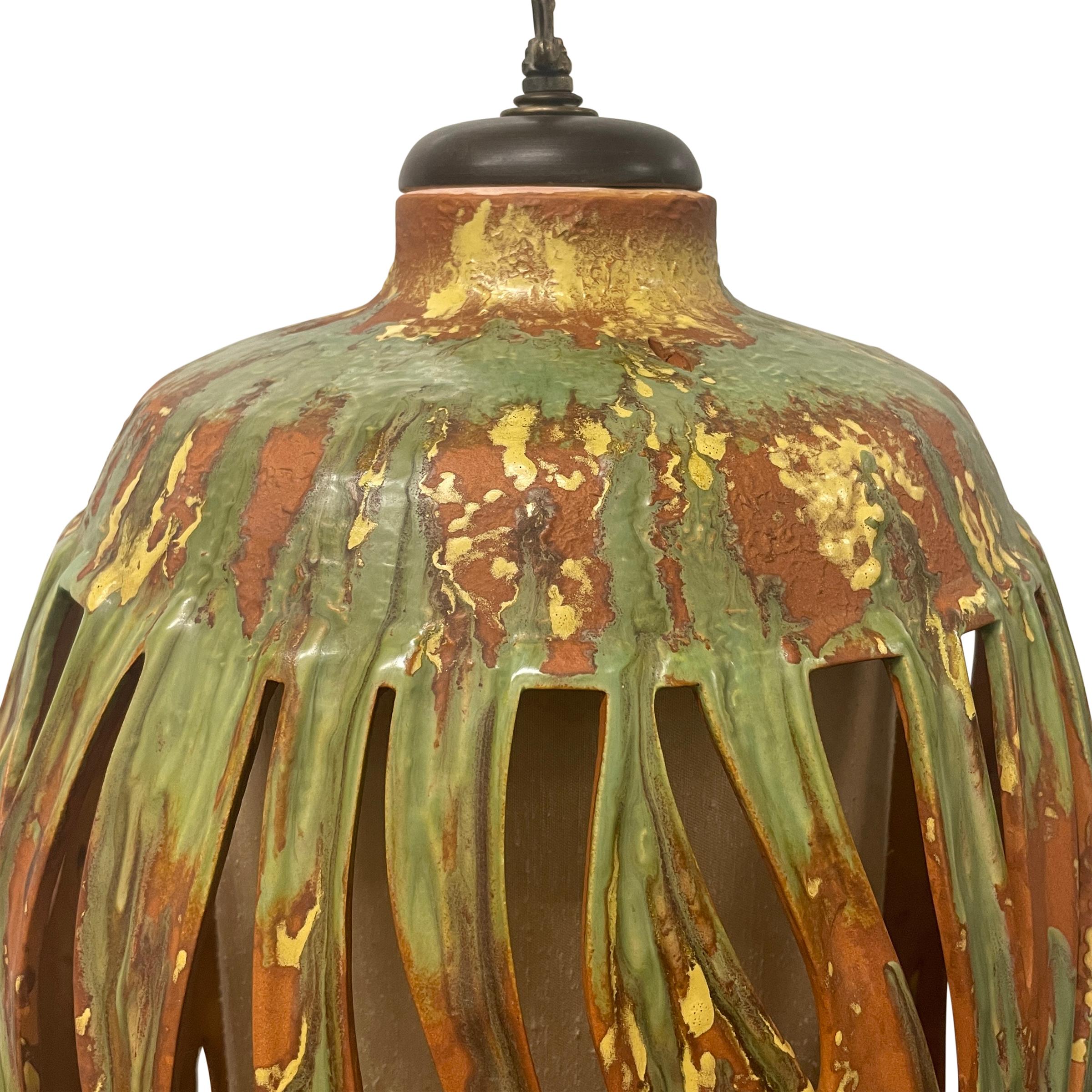 Mid-20th Century Glazed Terracotta Lantern For Sale 1