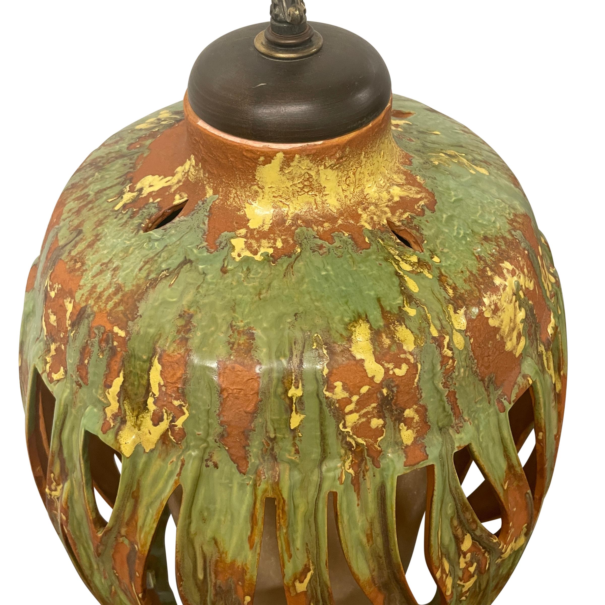 Mid-20th Century Glazed Terracotta Lantern For Sale 2