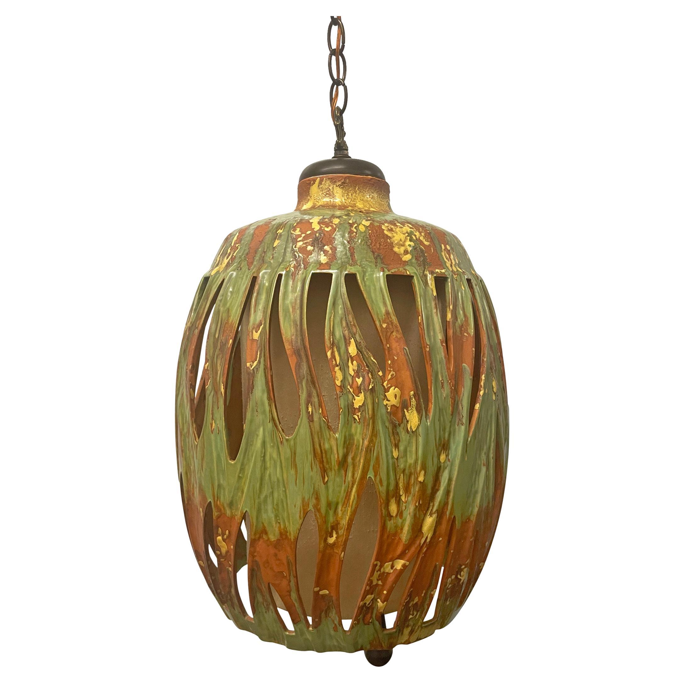 Mid-20th Century Glazed Terracotta Lantern For Sale