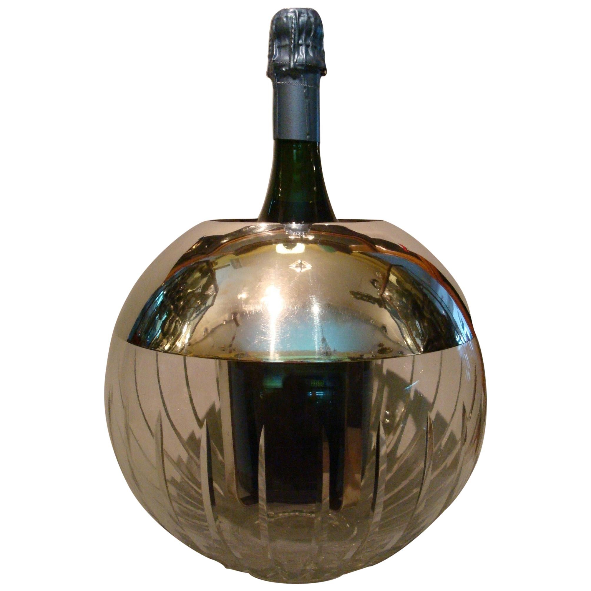 Globus Champagner-/Weinkühler:: Italien:: Mitte 20. Jahrhundert:: um 1970 im Angebot