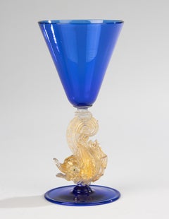 Mid-20th Century Goblet – Attr. to Barovier & Toso – Murano Glass Aventurine