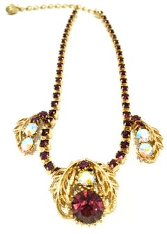 Mid-20th Century Gold & Austrian Crystal Choker Style Necklace