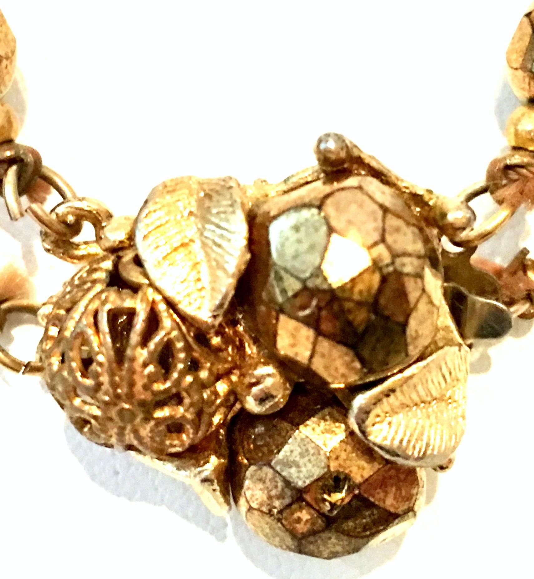 Mid-20th Century Gold Bead Double Strand Choker Necklace For Sale 6