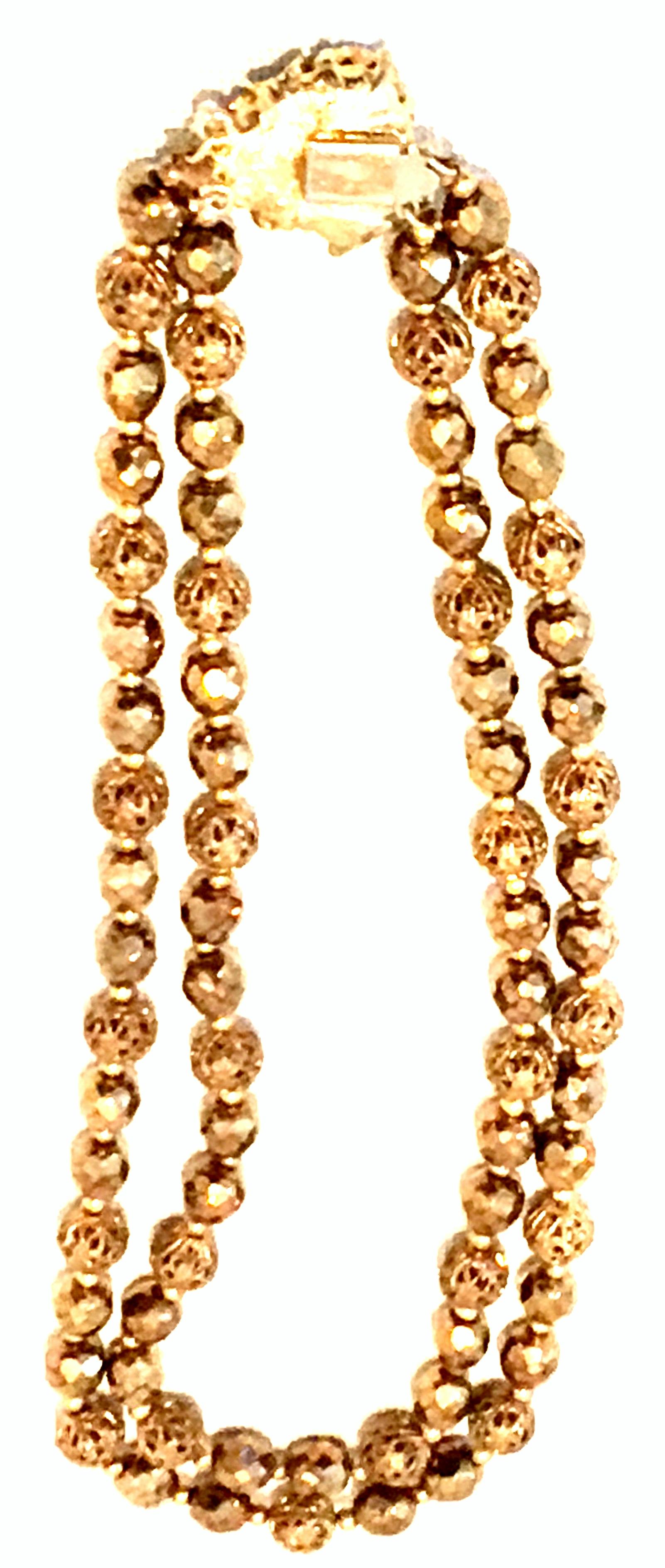 Mid-20th Century Gold Bead Double Strand Choker Necklace For Sale 8