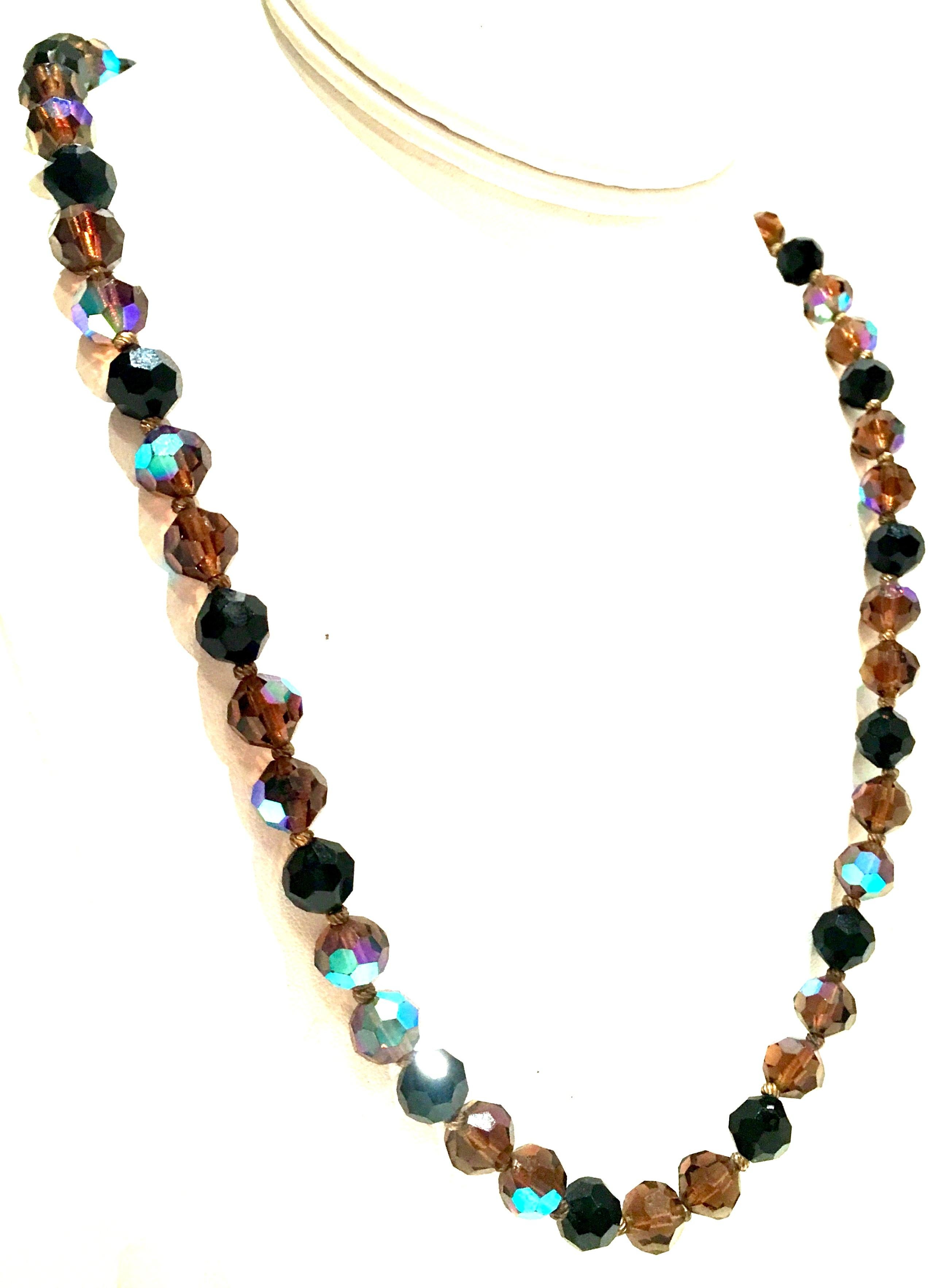 Mid-20th Century Gold & Crystal Bead Necklace In Good Condition For Sale In West Palm Beach, FL