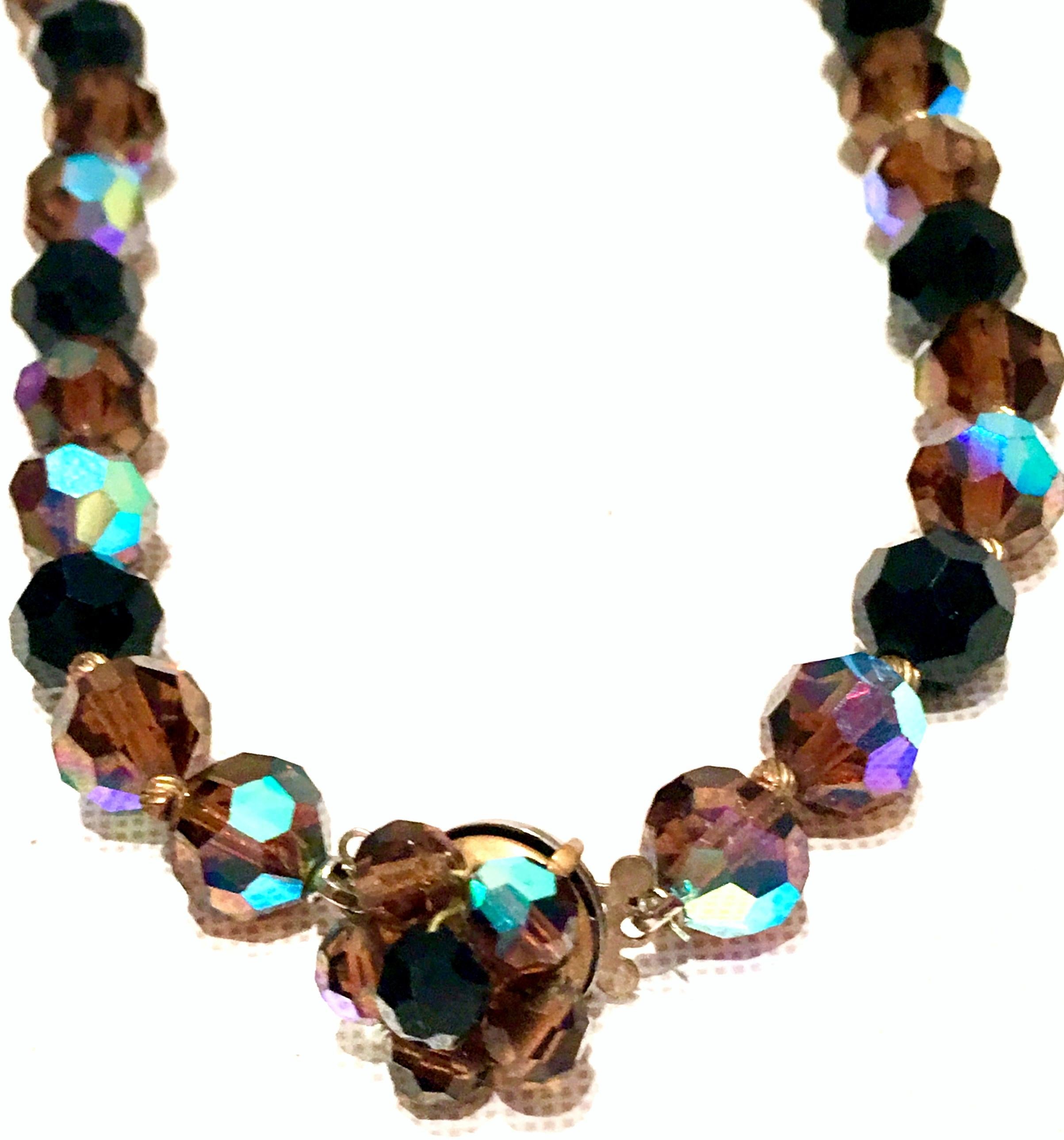 Mid-20th Century Gold & Crystal Bead Necklace For Sale 1