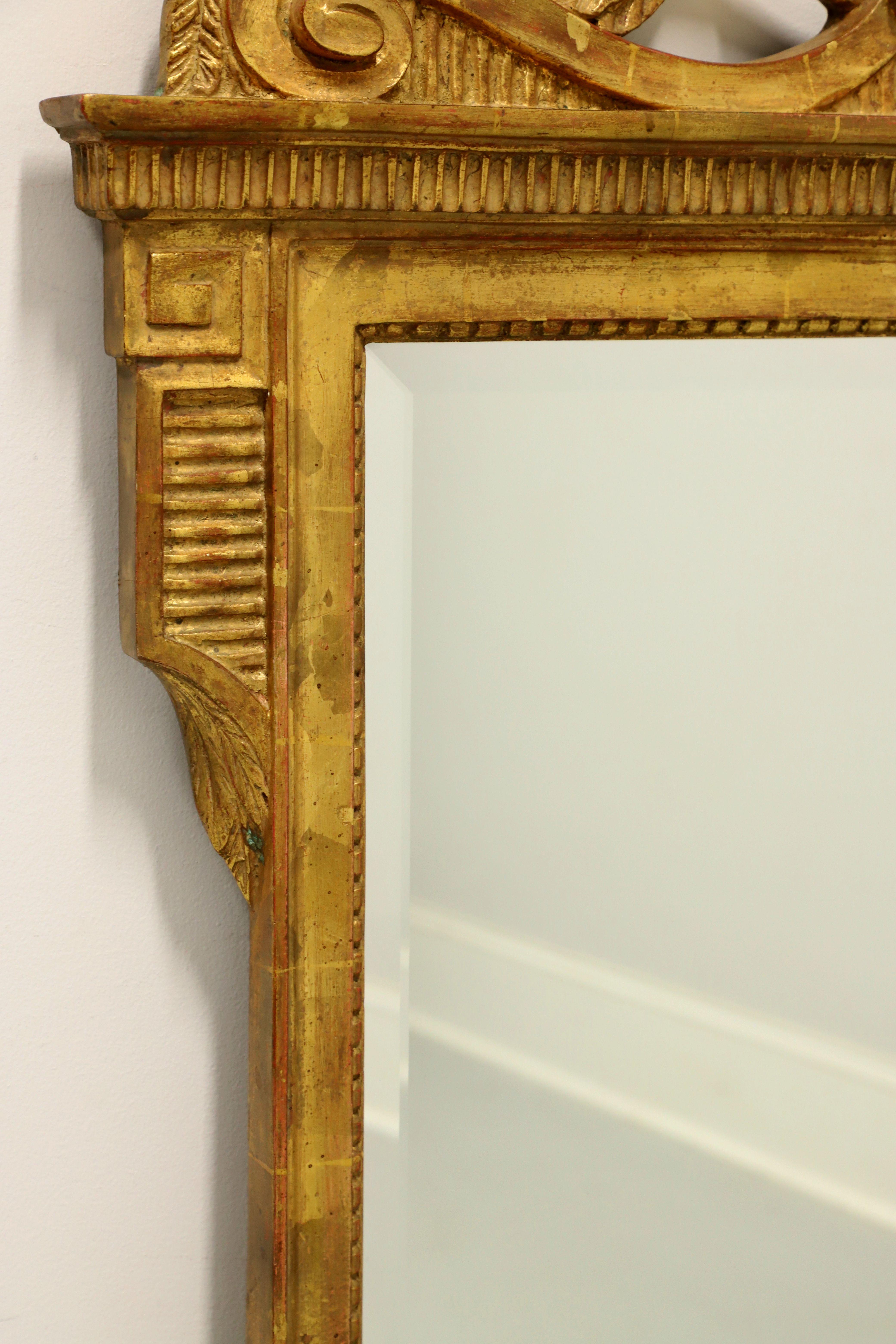 Mid 20th Century Gold Gilt Carved Neoclassical Style Beveled Wall Mirror In Good Condition For Sale In Charlotte, NC