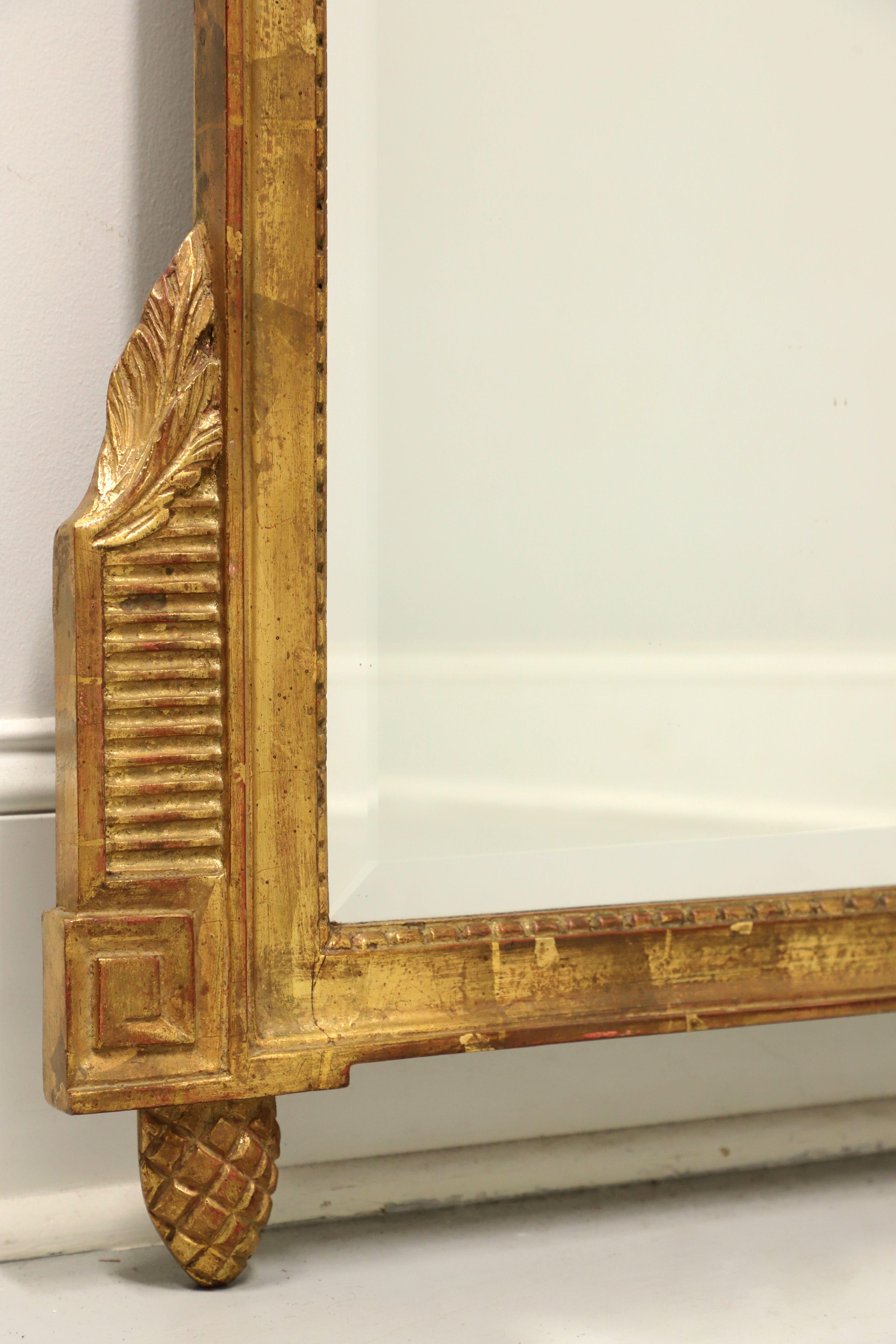Mid 20th Century Gold Gilt Carved Neoclassical Style Beveled Wall Mirror For Sale 2